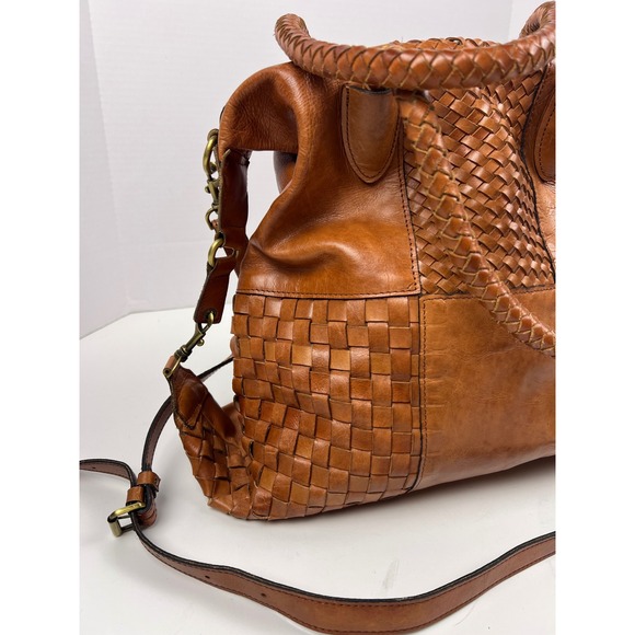 Patricia Nash Leather Paloma Tote Crossbody Bag Tan Braided Handles Shoulder Bag - Picture 3 of 14